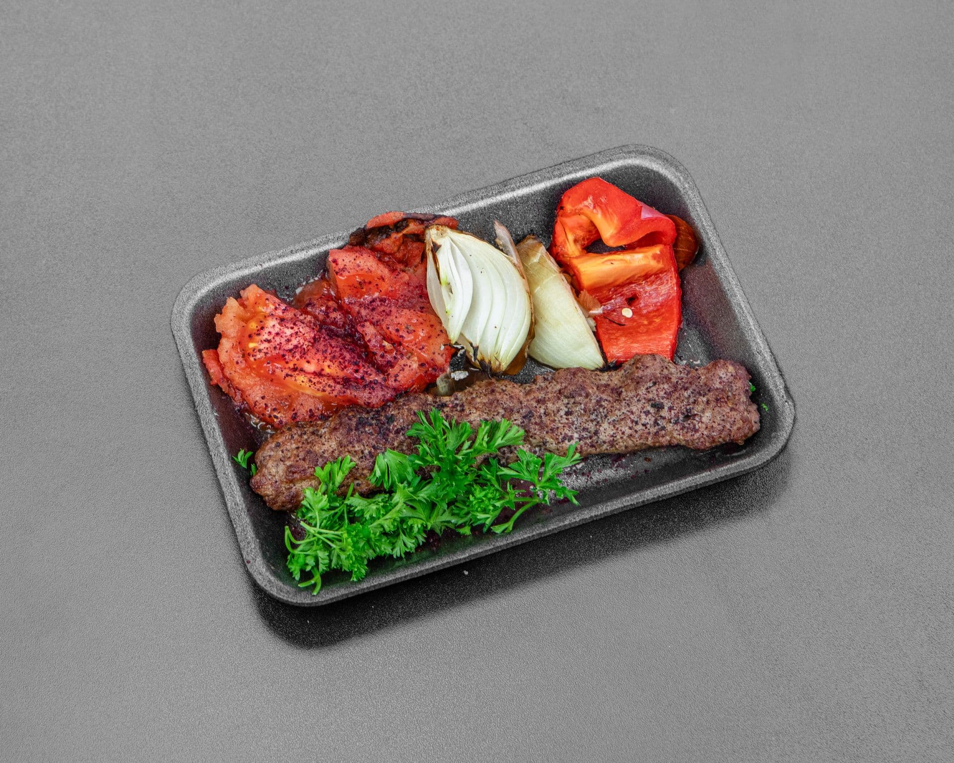 Iraqi beef kabob with grilled vegetables