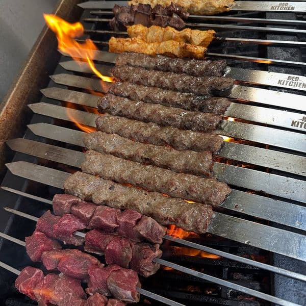 Skewers over the charcoal grill
